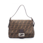 Fendi Shoulder Bag Mamma Bucket Zucca Brown Black Canvas Leather
