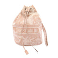 Dior Pouch Toile de Jouy Drawstring Pink Beige White Nylon