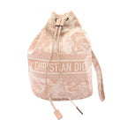 Dior Pouch Toile de Jouy Drawstring Pink Beige White Nylon