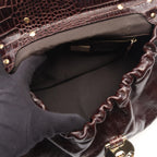 Fendi Handbag Bolsa Magic Croco Embossed Dark Brown Leather — view 3