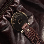 Fendi Handbag Bolsa Magic Croco Embossed Dark Brown Leather — view 8