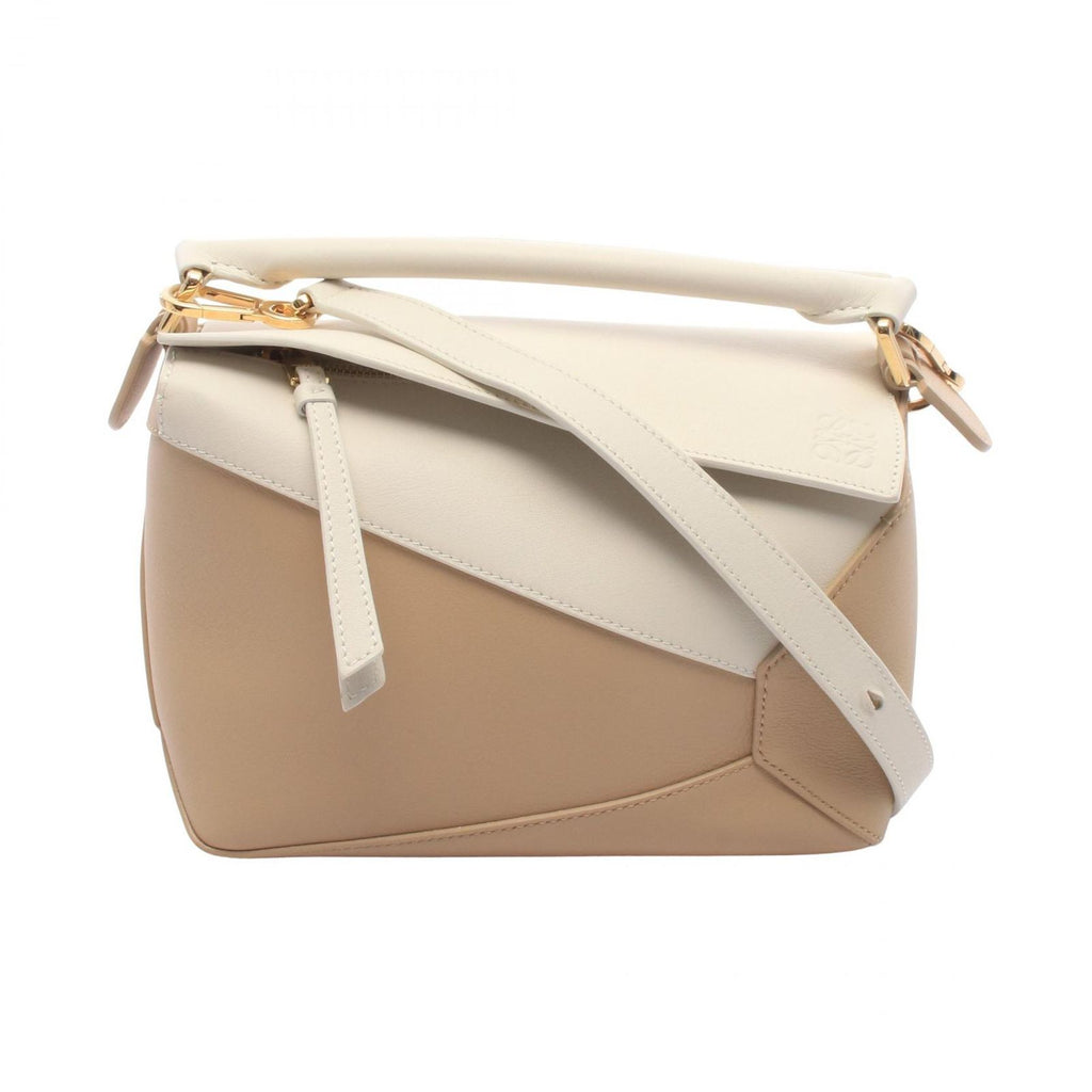 Loewe Handbag Puzzle Edge Small 2-Way Beige White Leather Bag