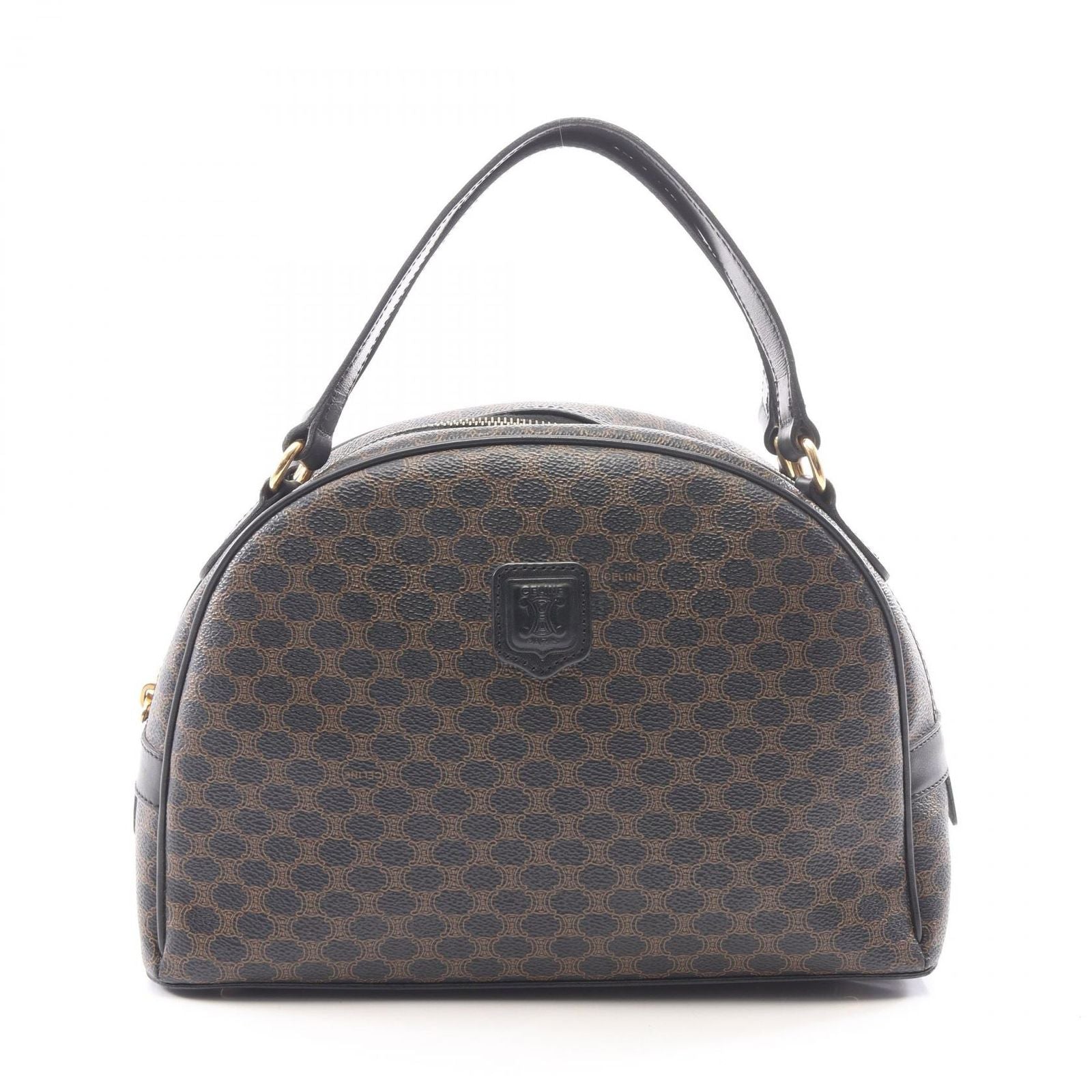 Celine Handbag Macadam Black Brown Leather