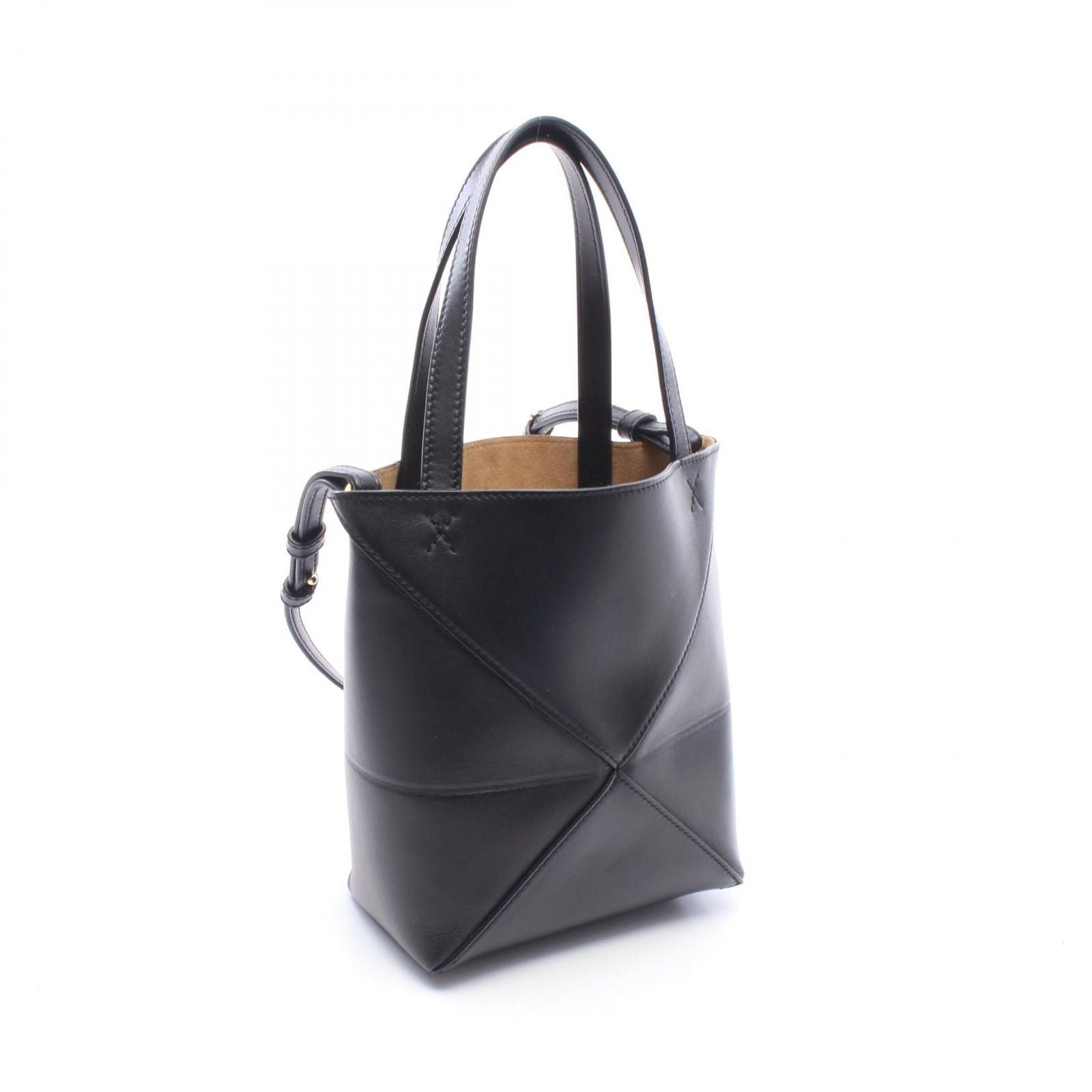 Loewe Handbag Puzzle Fold Mini 2-Way Black Leather Tote — view 2