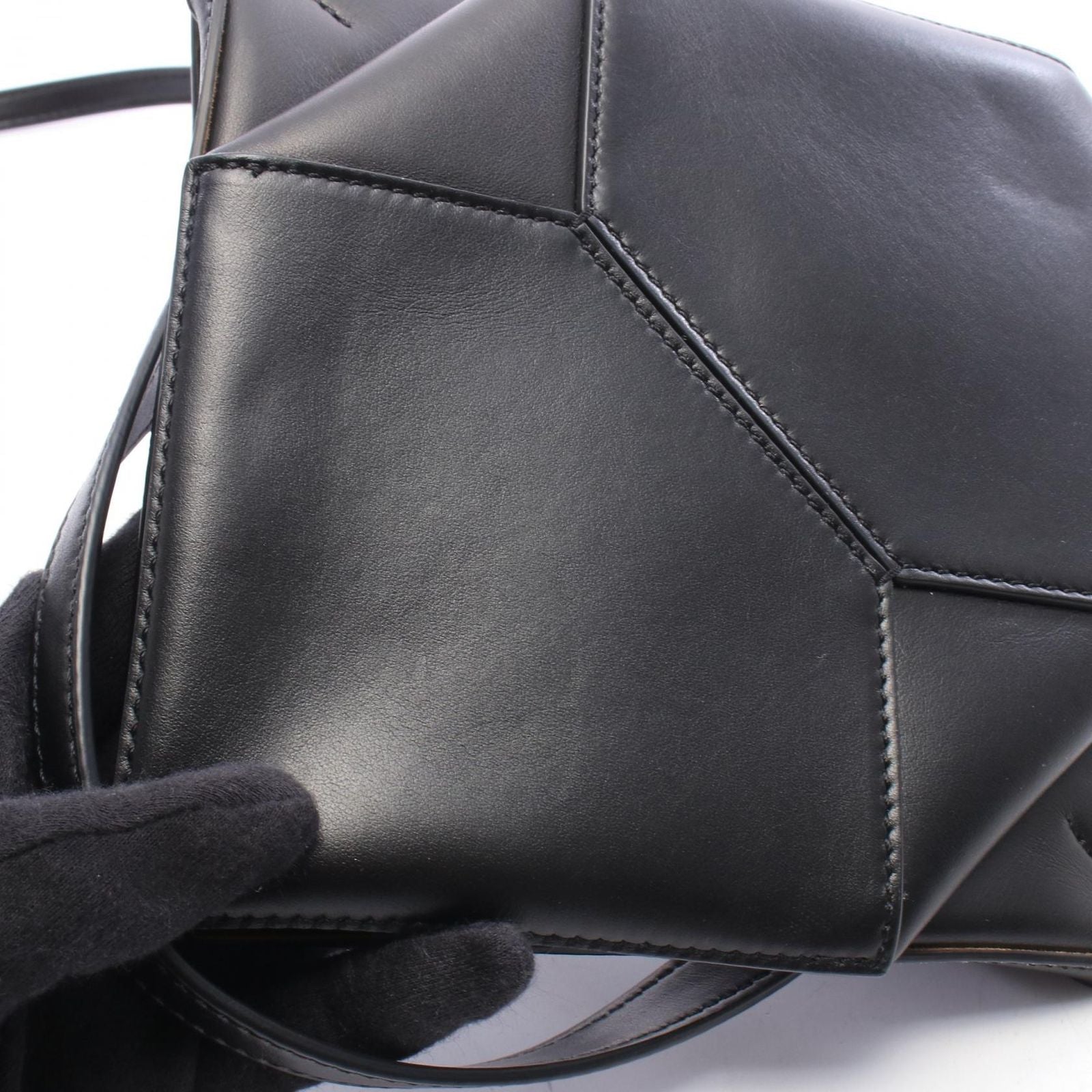 Loewe Handbag Puzzle Fold Mini 2-Way Black Leather Tote — view 5