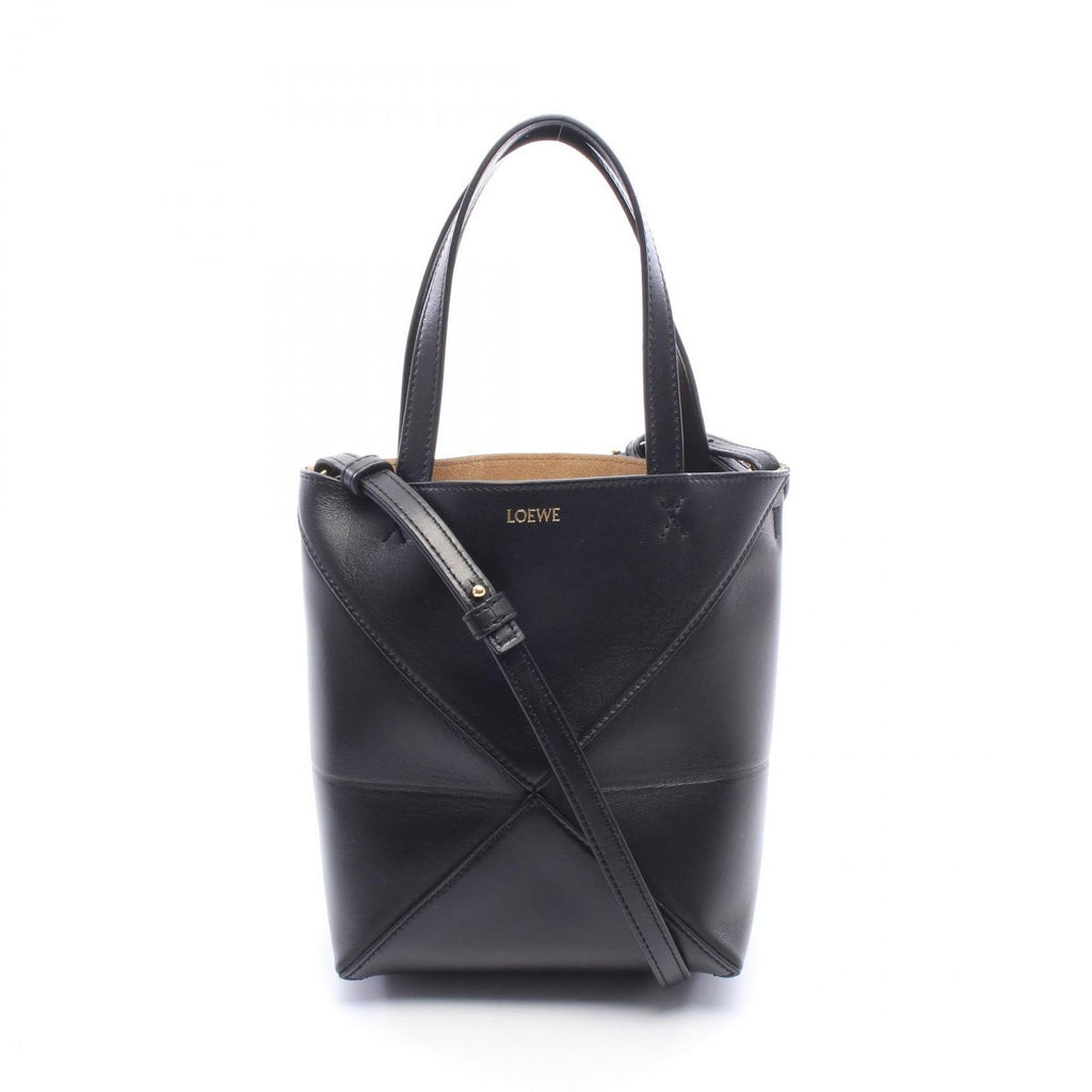 Loewe Handbag Puzzle Fold Mini 2-Way Black Leather Tote