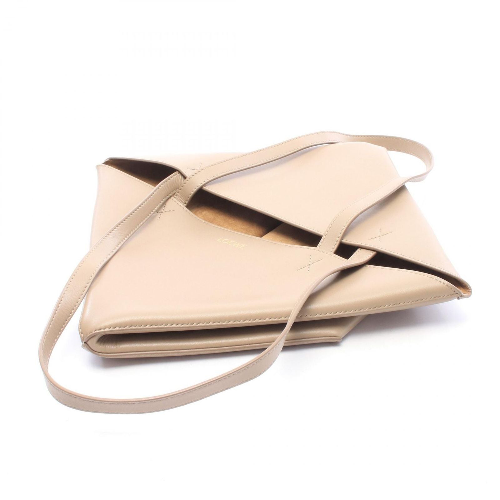 Loewe Tote Bag Puzzle Medium Beige Leather Fold — view 6