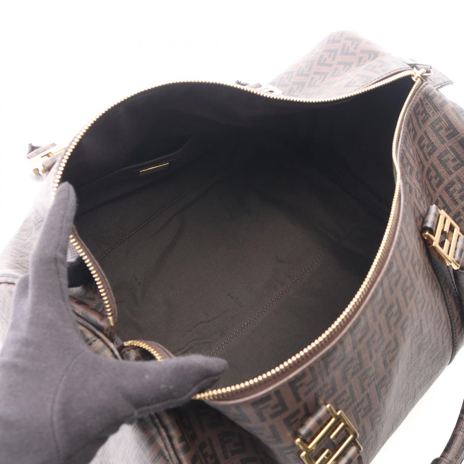 Fendi Boston Bag Zucchino Brown Black — view 3