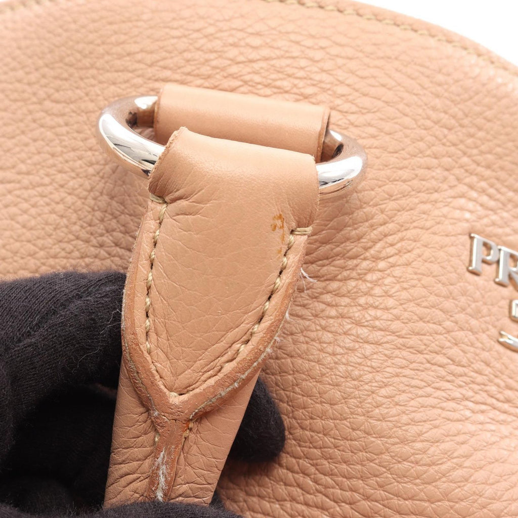 Prada Tote Bag VIT.DAINO Pink Beige Leather Metal Logo 2-Way — view 7