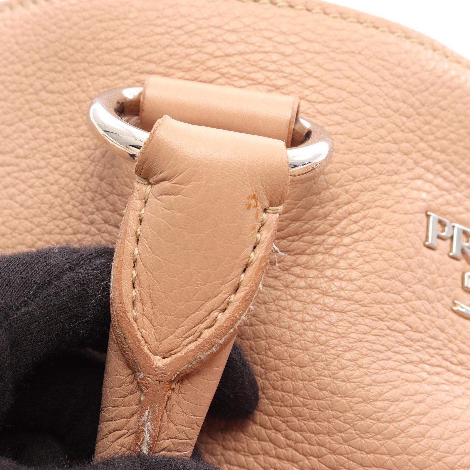 Prada Tote Bag VIT.DAINO Pink Beige Leather Metal Logo 2-Way — view 7