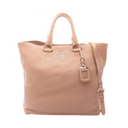 Prada Tote Bag VIT.DAINO Pink Beige Leather Metal Logo 2-Way
