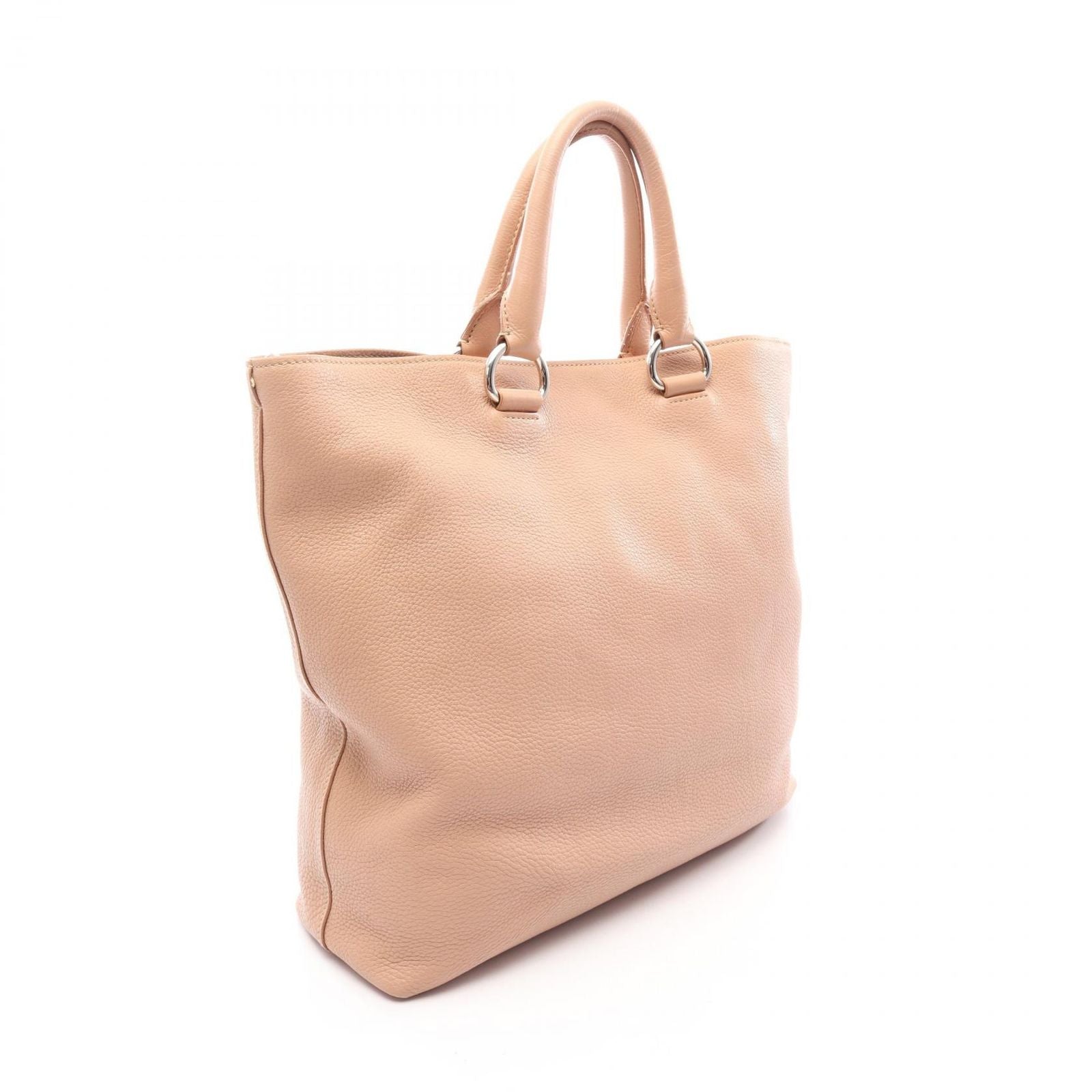 Prada Tote Bag VIT.DAINO Pink Beige Leather Metal Logo 2-Way — view 2
