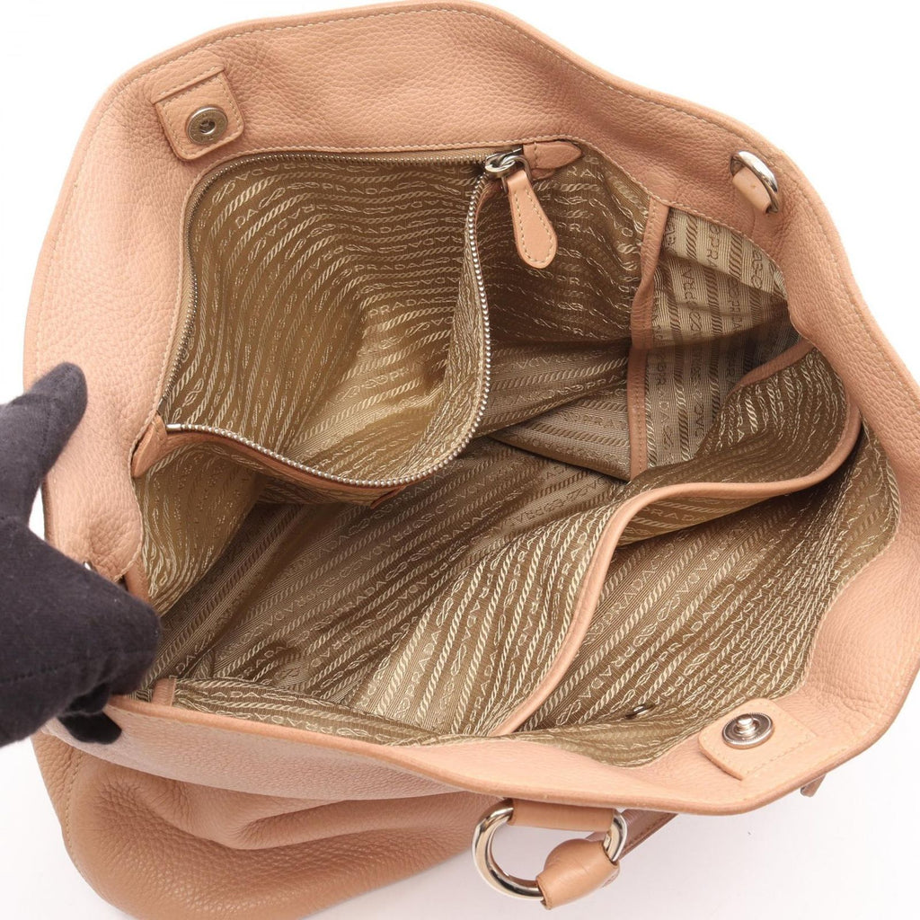 Prada Tote Bag VIT.DAINO Pink Beige Leather Metal Logo 2-Way — view 3