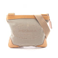 Prada Shoulder Bag Logo Jacquard Beige Camel Brown Canvas Leather