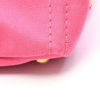 Prada Tote Bag Canapa Magenta Ivory Canvas Medium — view 7