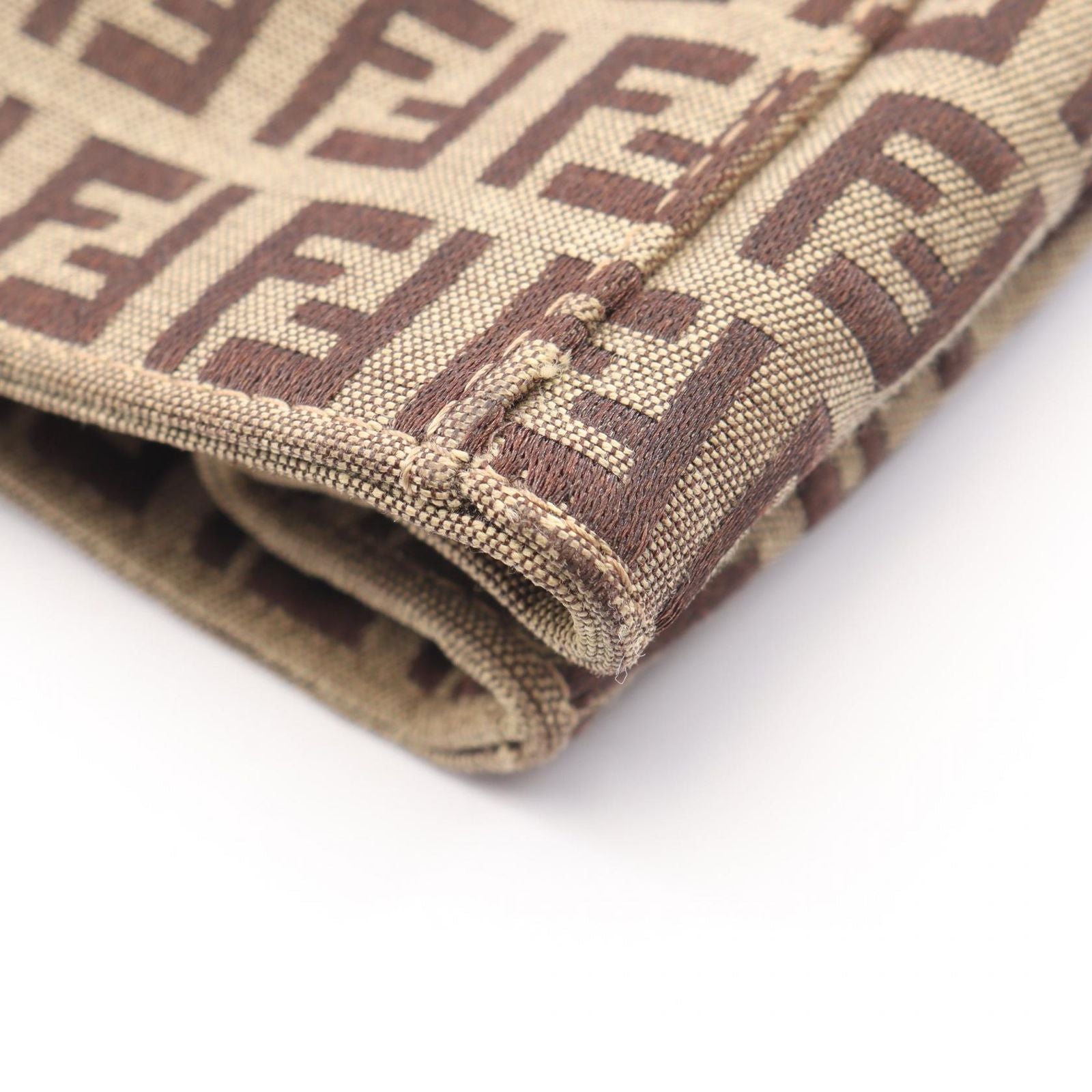 Fendi Tote Bag Zucchino Beige Brown Canvas Leather — view 7