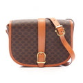 Celine Shoulder Bag Macadam Brown Dark Leather
