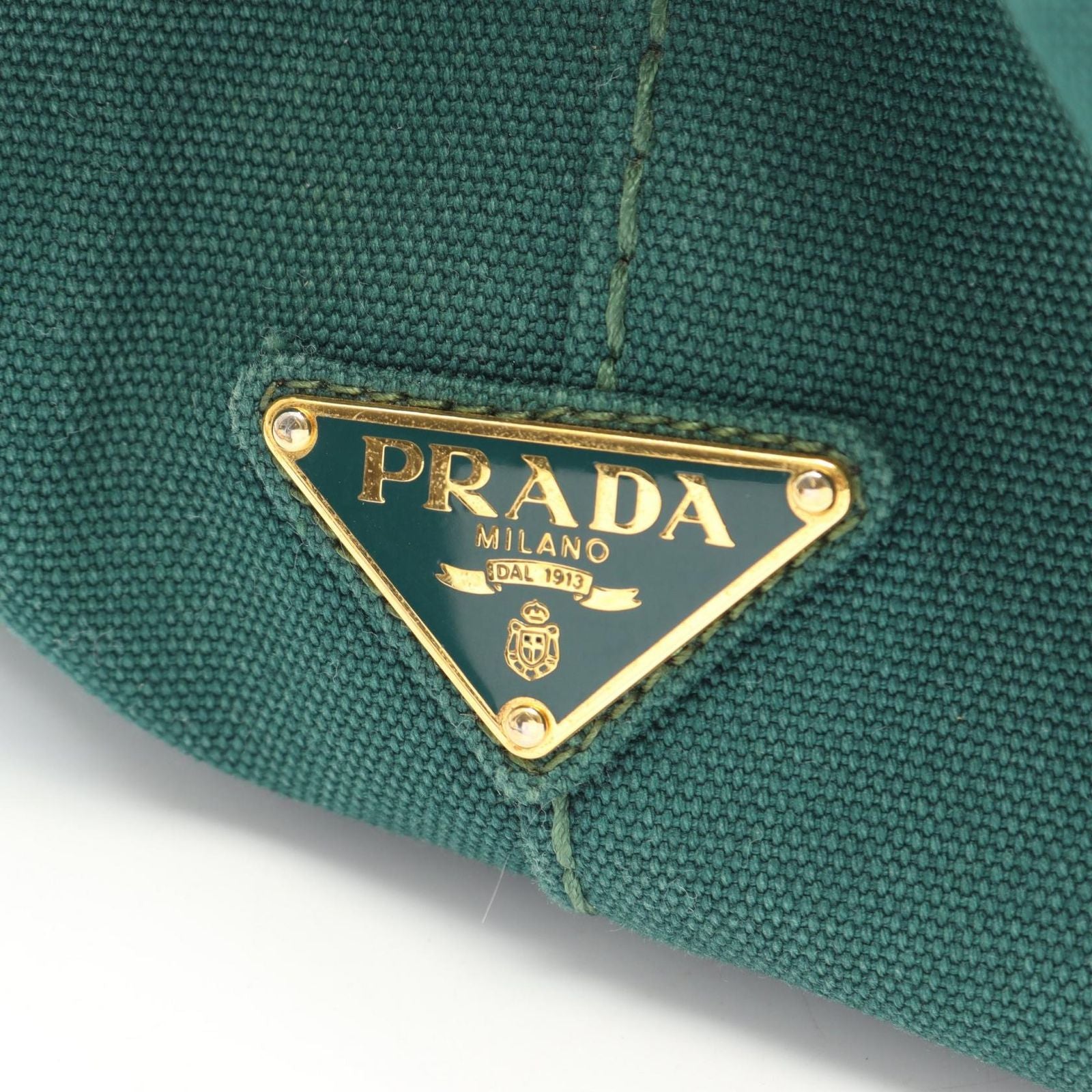 Prada Tote Bag Canapa 2-Way Green Black Canvas Medium — view 5