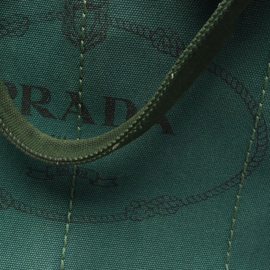 Prada Tote Bag Canapa 2-Way Green Black Canvas Medium — view 6