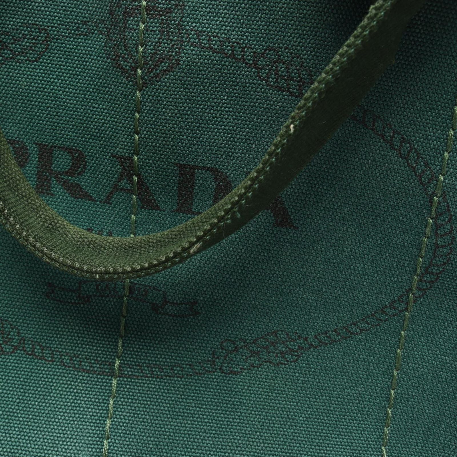 Prada Tote Bag Canapa 2-Way Green Black Canvas Medium — view 6