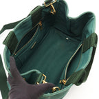Prada Tote Bag Canapa 2-Way Green Black Canvas Medium — view 3