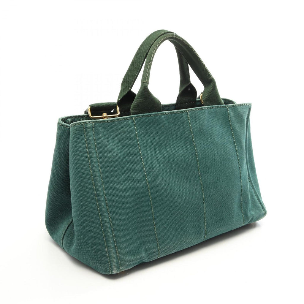 Prada Tote Bag Canapa 2-Way Green Black Canvas Medium — view 2