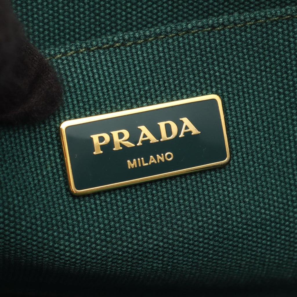 Prada Tote Bag Canapa 2-Way Green Black Canvas Medium — view 4