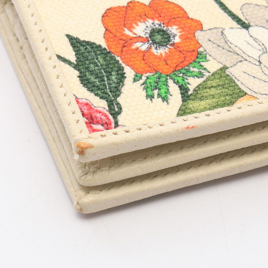 Gucci Bifold Wallet GG Marmont Flora Compact Ivory Multi Canvas Leather — view 8