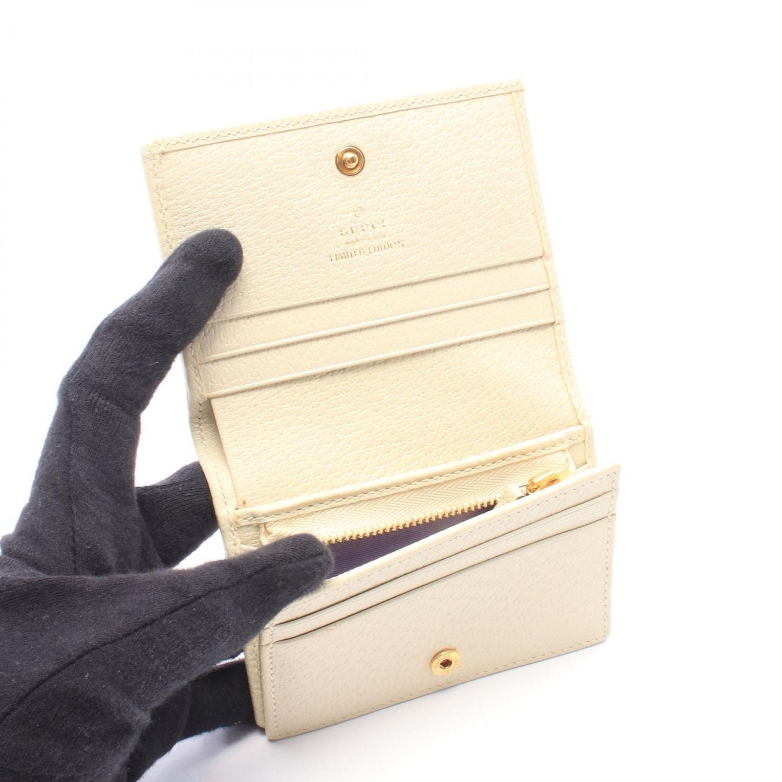 Gucci Bifold Wallet GG Marmont Flora Compact Ivory Multi Canvas Leather — view 3