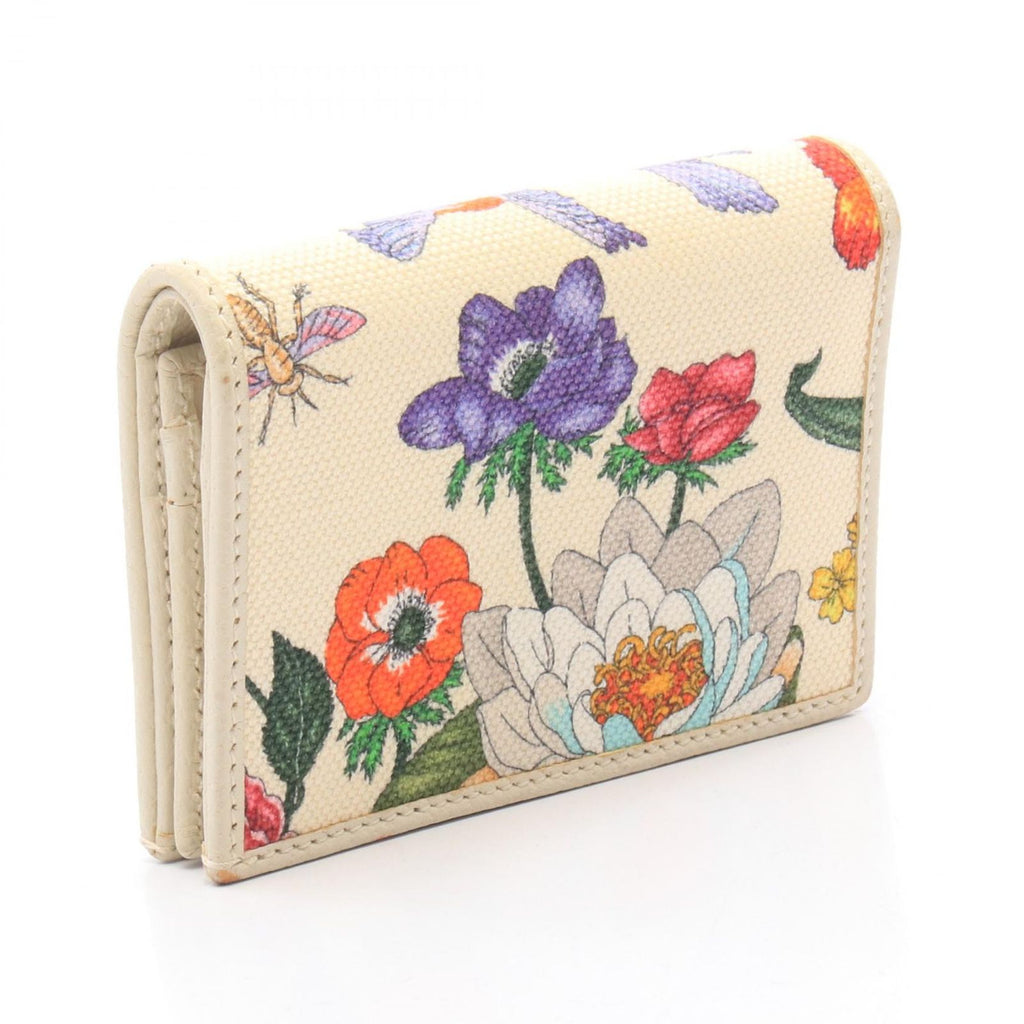 Gucci Bifold Wallet GG Marmont Flora Compact Ivory Multi Canvas Leather — view 2