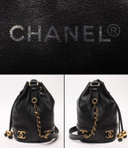 Chanel Chain Shoulder Bag Gold Drawstring Lambskin Triple CC Logo — view 4