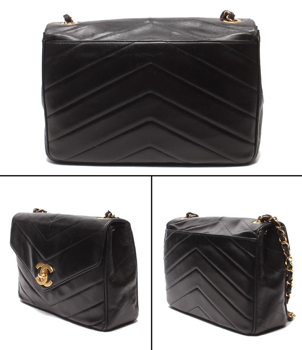 Chanel Chain Shoulder Bag Crossbody Gold V-stitch Chevron Singlechain — view 2