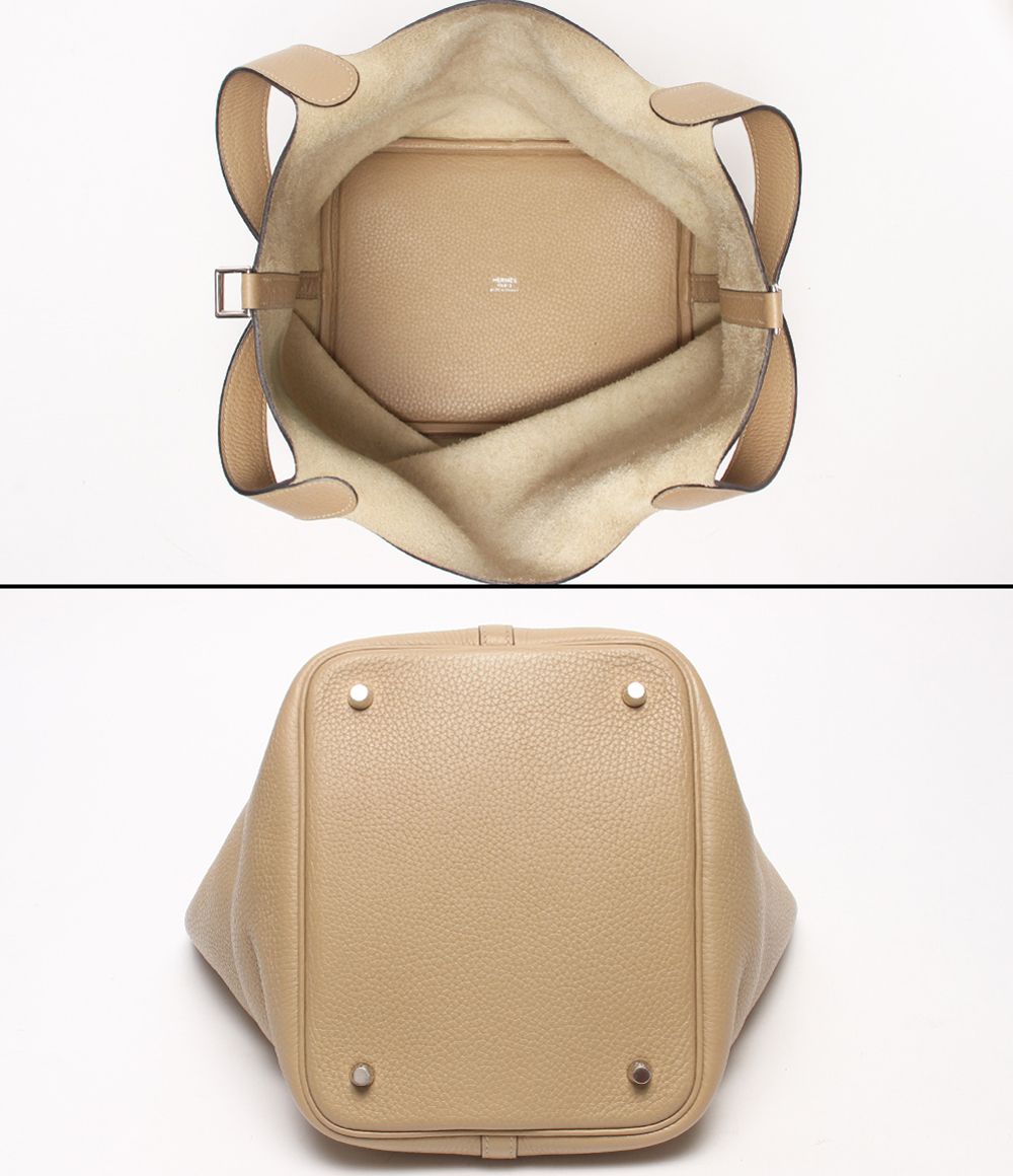 Hermes Handbag Silver Taurillon Clemence Picotin Lock PM — view 3