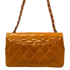Chanel Shoulder Bag Single Flap Quilted Orange Pink Chain Leather — view 3