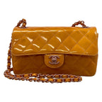 Chanel Shoulder Bag Single Flap Quilted Orange Pink Chain Leather