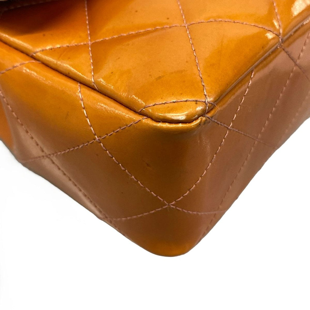 Chanel Shoulder Bag Single Flap Quilted Orange Pink Chain Leather — view 6