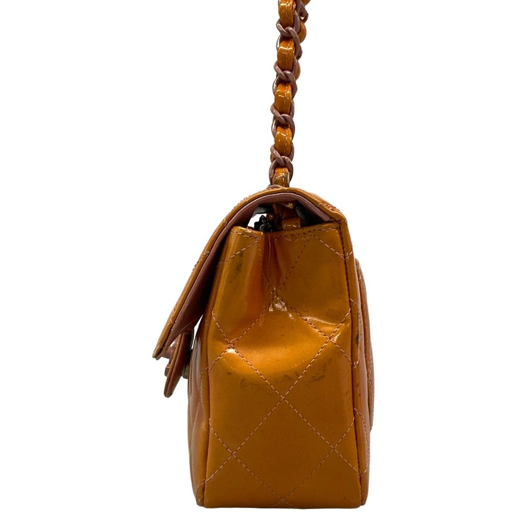 Chanel Shoulder Bag Single Flap Quilted Orange Pink Chain Leather — view 4