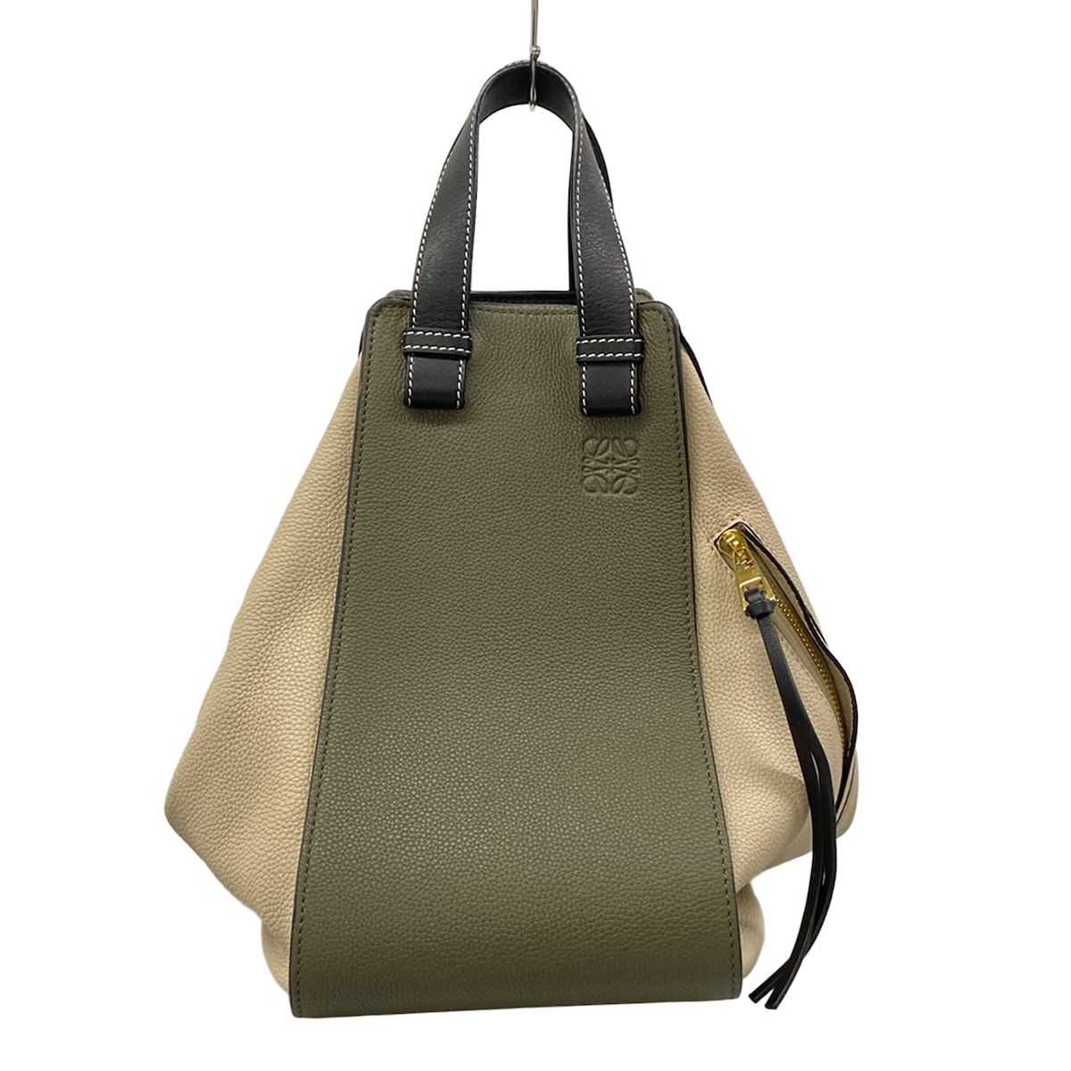 Loewe Handbag Hammock Medium Khaki Ivory Black Tricolor