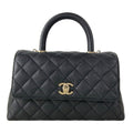 Chanel Handbag Small Top Handle Flap Bag Quilted Coco XS Black
