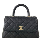 Chanel Handbag Small Top Handle Flap Bag Quilted Coco XS Black