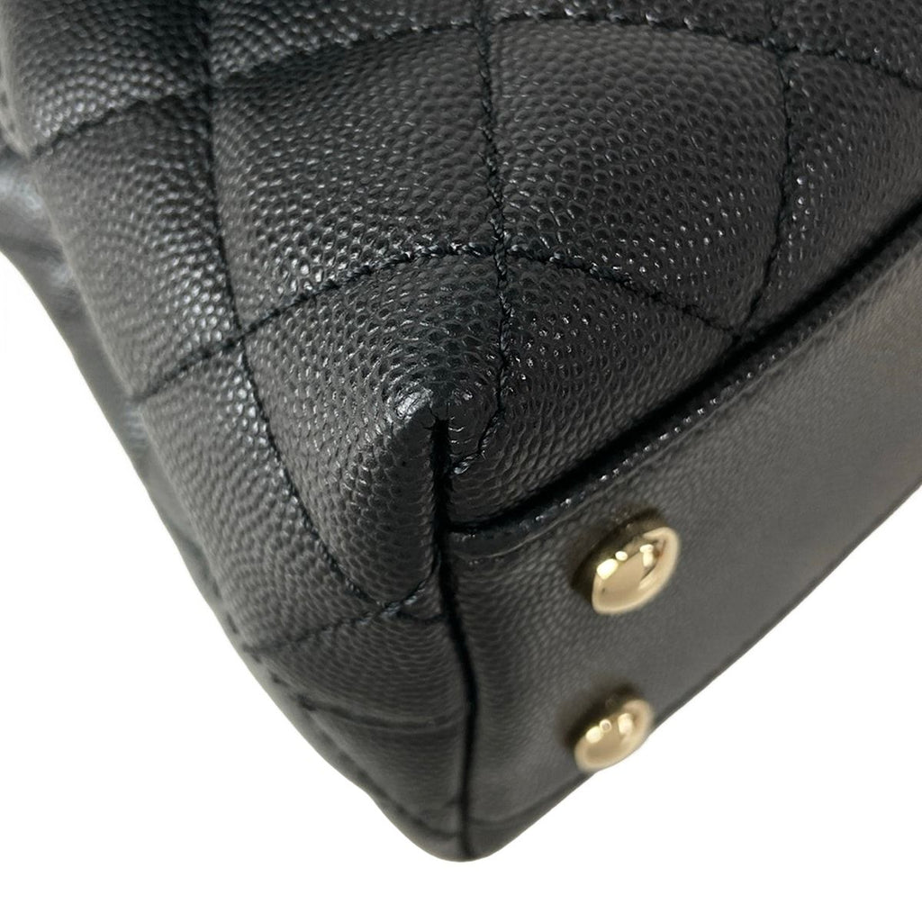 Chanel Handbag Small Top Handle Flap Bag Quilted Coco XS Black — view 7