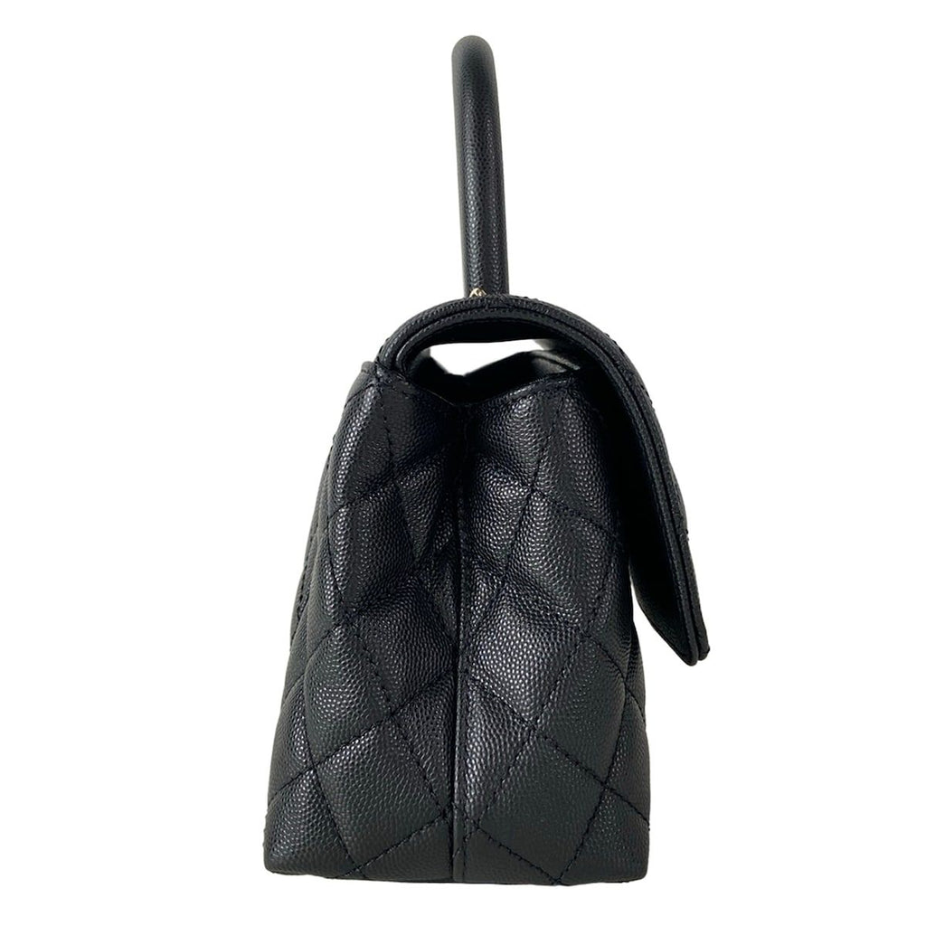 Chanel Handbag Small Top Handle Flap Bag Quilted Coco XS Black — view 2