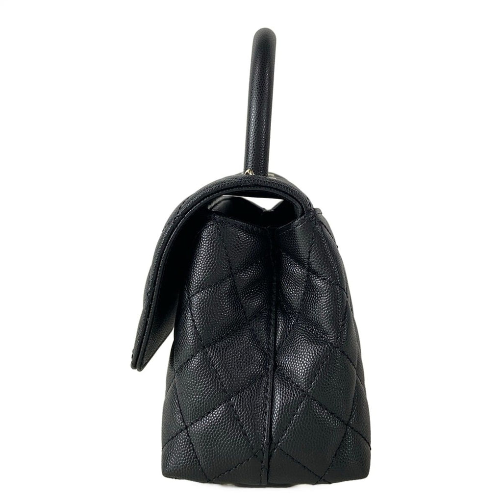 Chanel Handbag Small Top Handle Flap Bag Quilted Coco XS Black — view 4