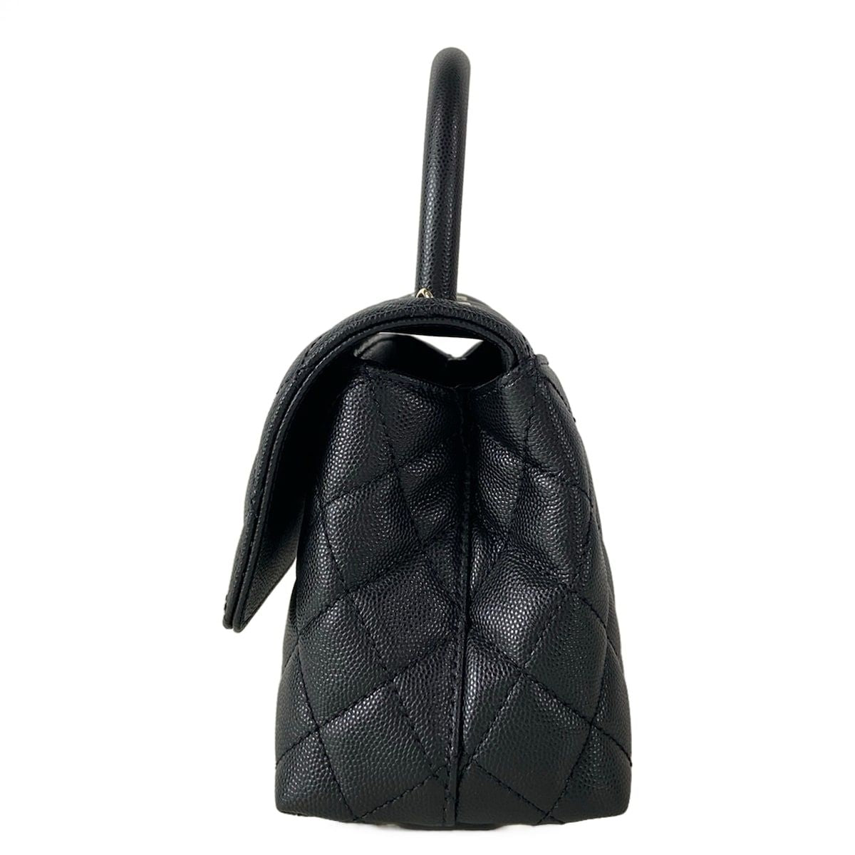 Chanel Handbag Small Top Handle Flap Bag Quilted Coco XS Black — view 4