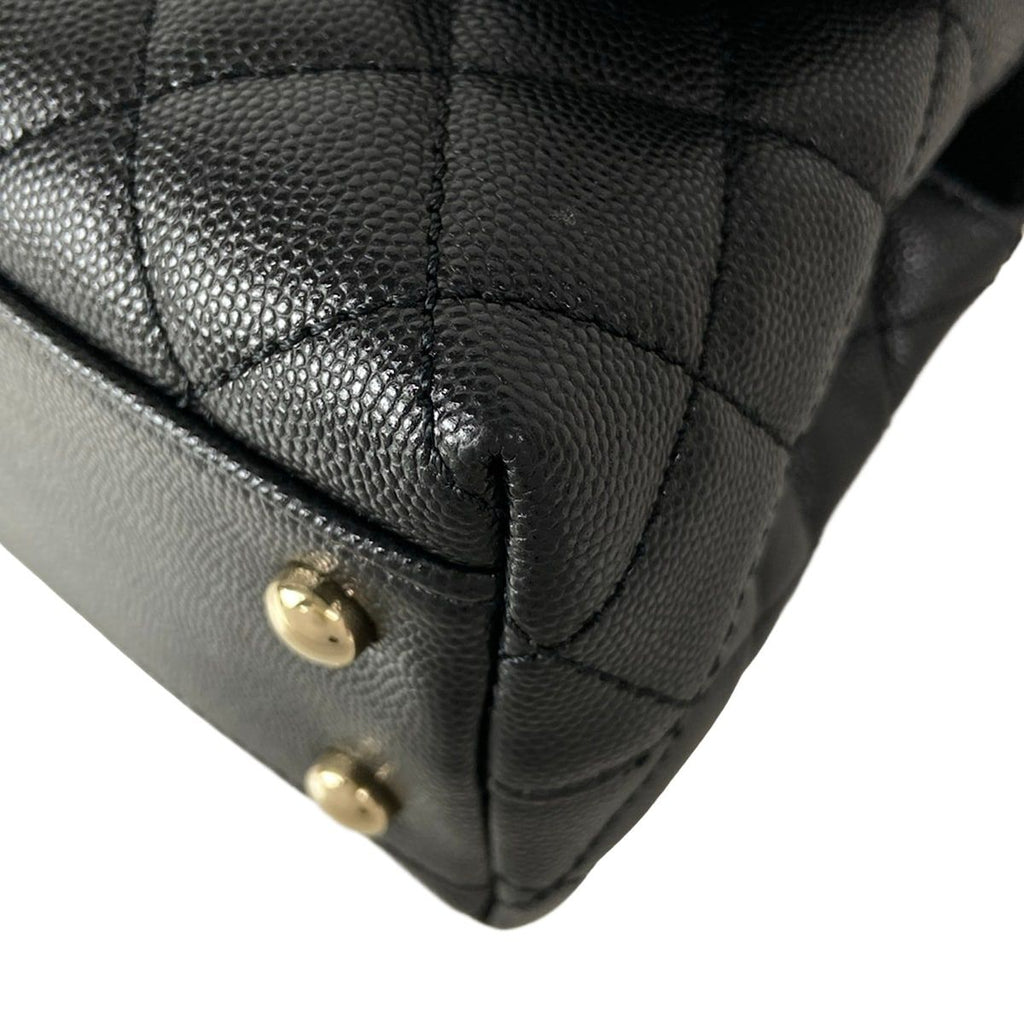 Chanel Handbag Small Top Handle Flap Bag Quilted Coco XS Black — view 6