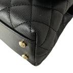 Chanel Handbag Small Top Handle Flap Bag Quilted Coco XS Black — view 6