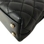 Chanel Handbag Small Top Handle Flap Bag Quilted Coco XS Black — view 8