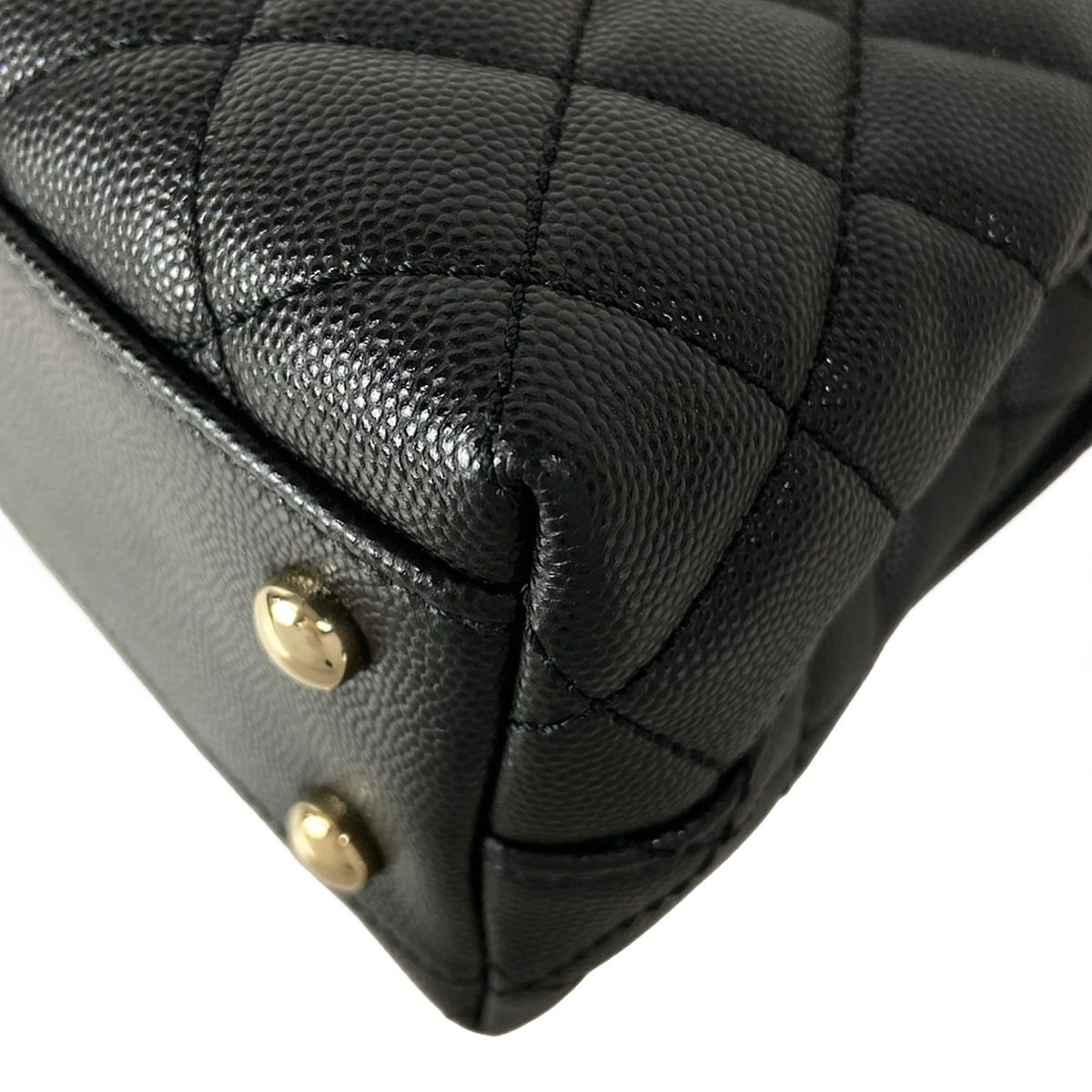 Chanel Handbag Small Top Handle Flap Bag Quilted Coco XS Black — view 8