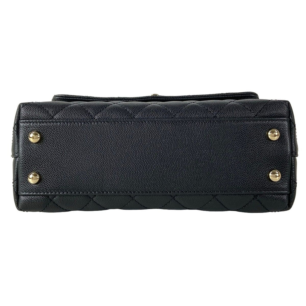 Chanel Handbag Small Top Handle Flap Bag Quilted Coco XS Black — view 5