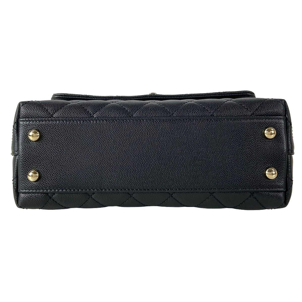 Chanel Handbag Small Top Handle Flap Bag Quilted Coco XS Black — view 5